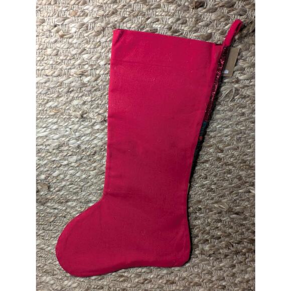 New Santa Christmas Stocking Green Red Shimmer Holiday Holly Lane 20" - Picture 6 of 10